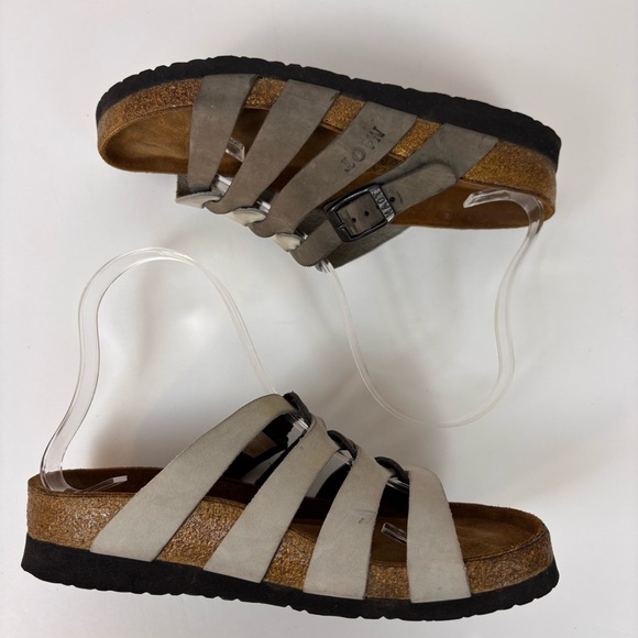 Naot Leather Multi-Strap Lining Sandals Cork Footbed Comfort Shoes Gray Silver 5 - Picture 9 of 14